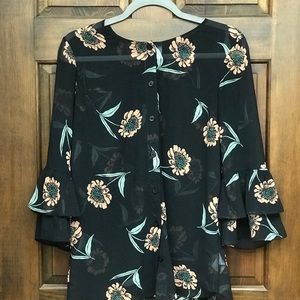 CAbi style 5206 La di da black floral blouse